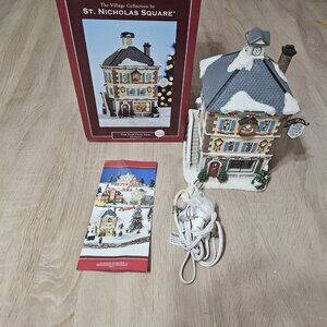 St. Nicholas Square Village Tick Tock Clock Shop Illuminated Christmas Building